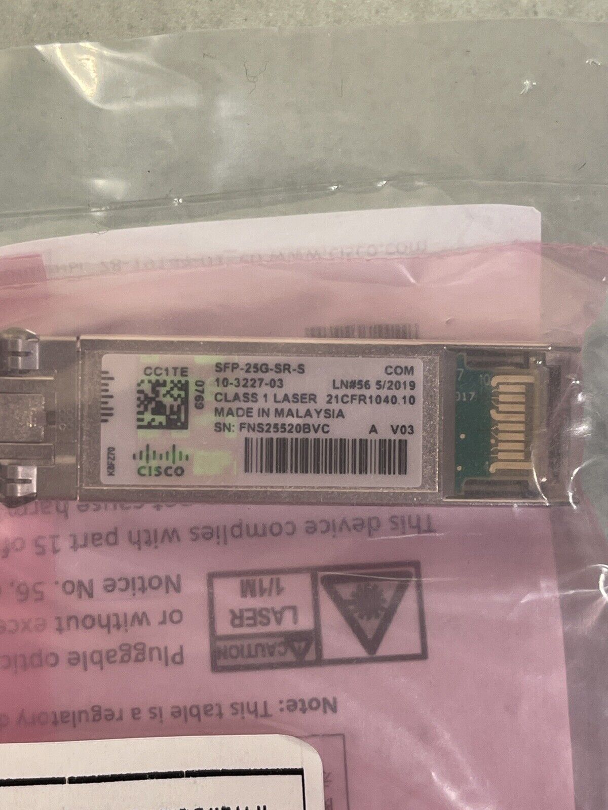 Cisco SFP-25G-SR-S 25Gb SFP28 Transceiver Module 25GBASE SR MMF.