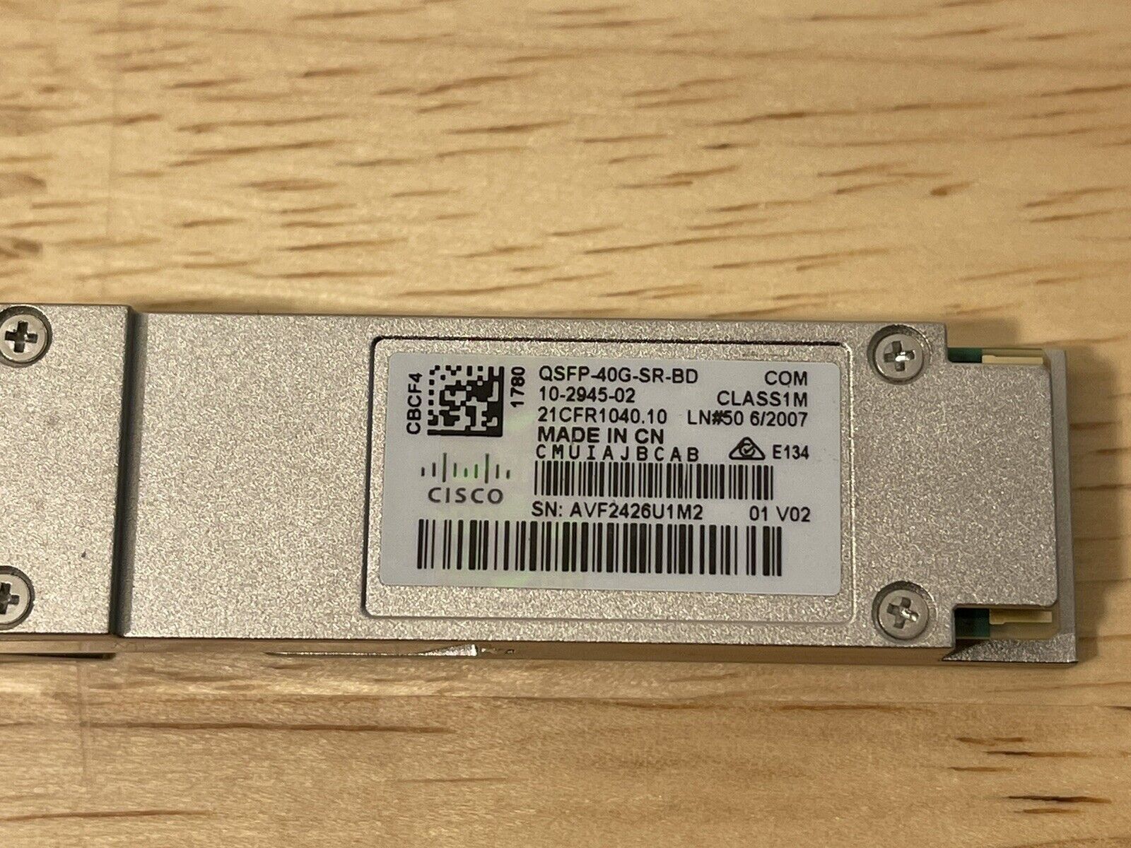 Genuine Cisco QSFP-40G-SR-BD 40GBASE-SR-BiDi Duplex MMF QSFP+ Module 10-2945-02.