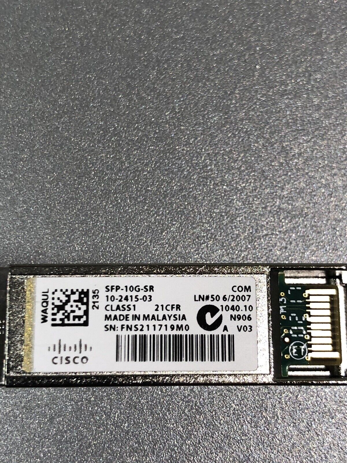 Cisco 10-2415-03 10G-SR SFP+ FC LC-LC Multi-Mode MMF 850nm 300m Transceiver