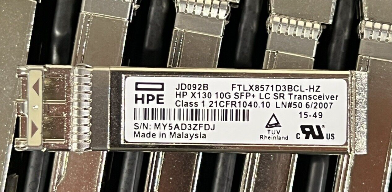 HPE JD092B X130 10G SFP+ SR LC-LC Multi-Mode MMF 850nm 300m Transceiver