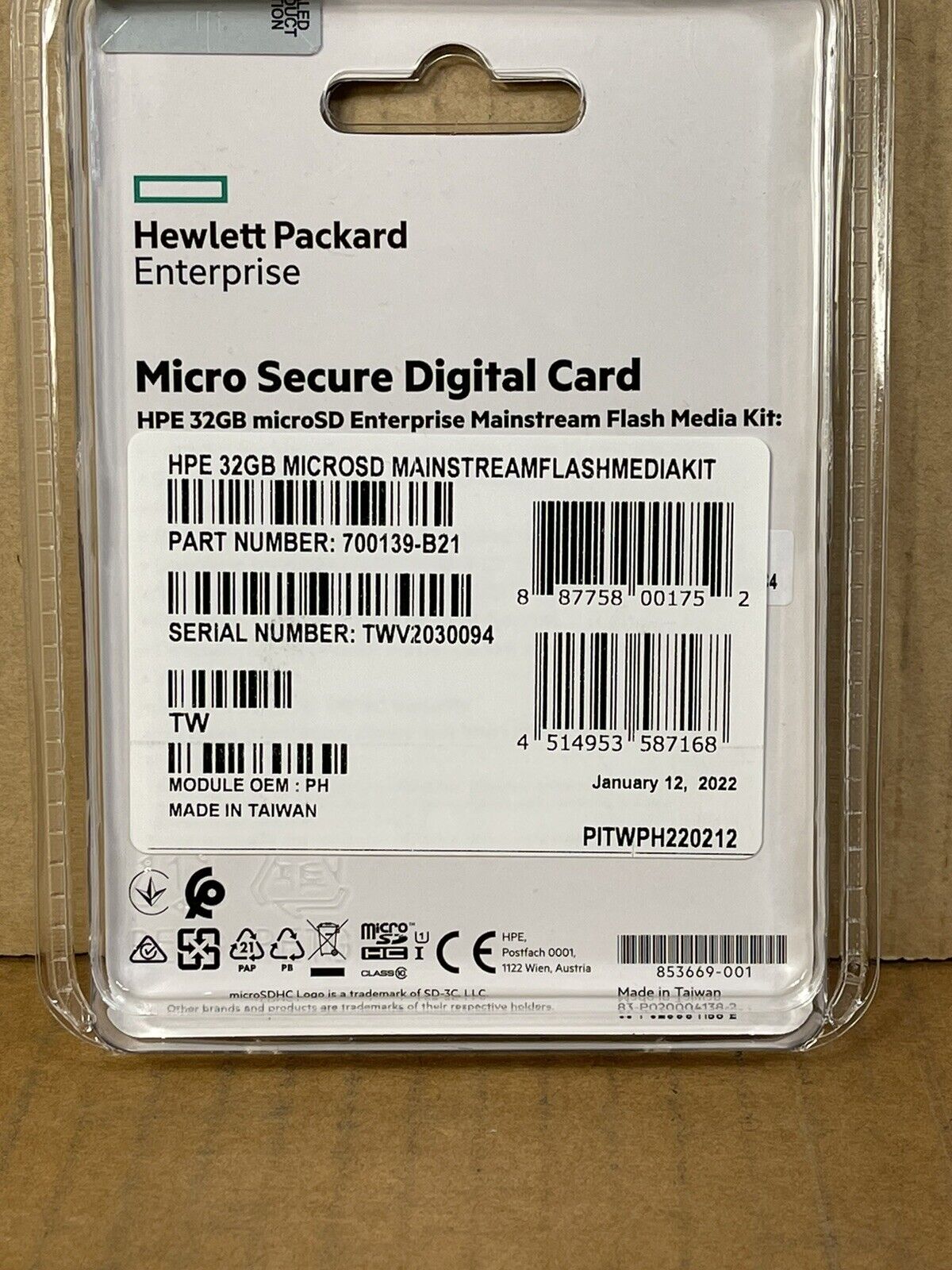 HPE 700139-B21 32GB MicroSD Enterprise Mainstream Flash Media Kit Card Servers.