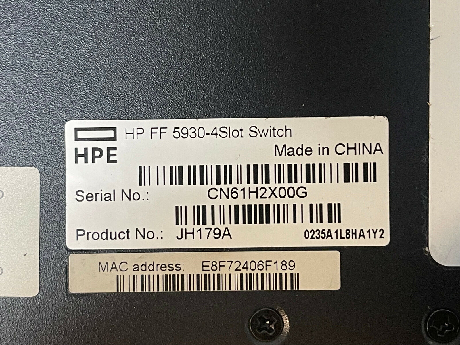 HPE JQ041A FlexFabric 5930 4-slot Switch Chassis up to 32x 40GE 96x 1/10GbE 4/8Gb FC L3.