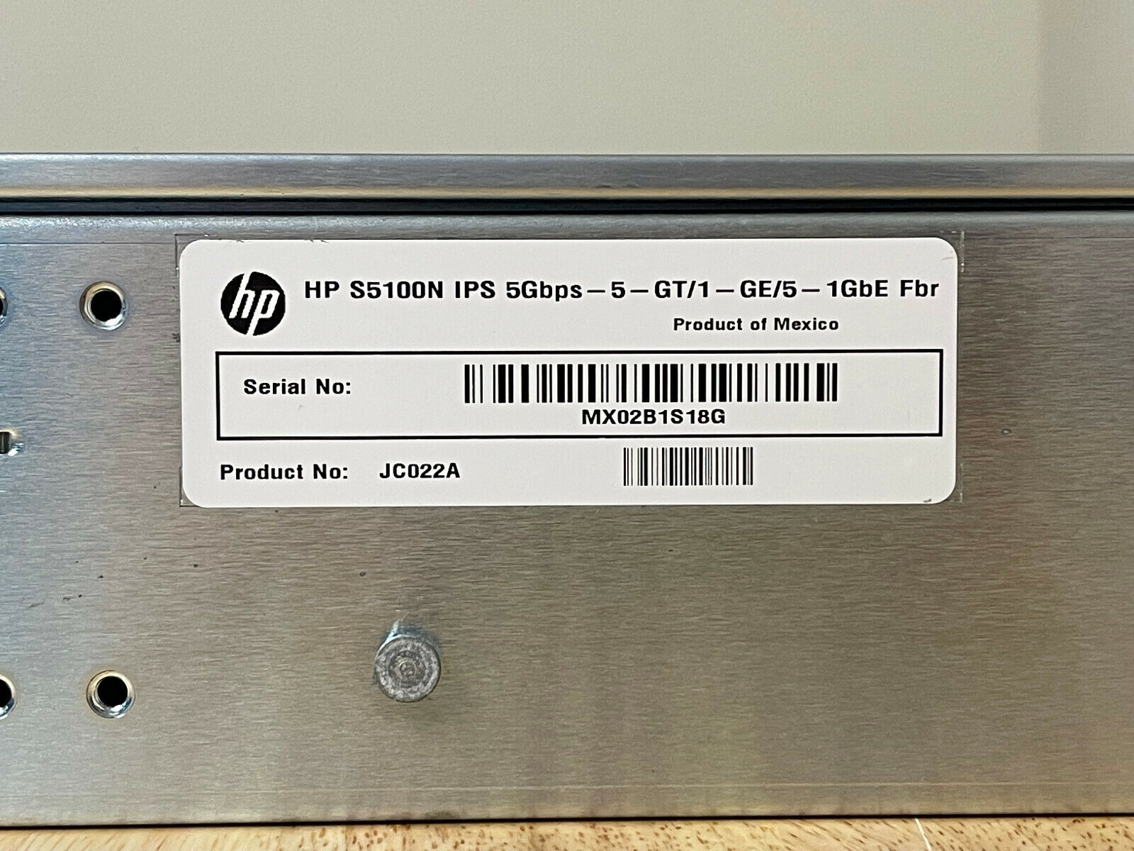 HP JC021A TippingPoint S5100N IPS Intrustion Prevention System 10x RJ45 10x SFP 2x XFP.