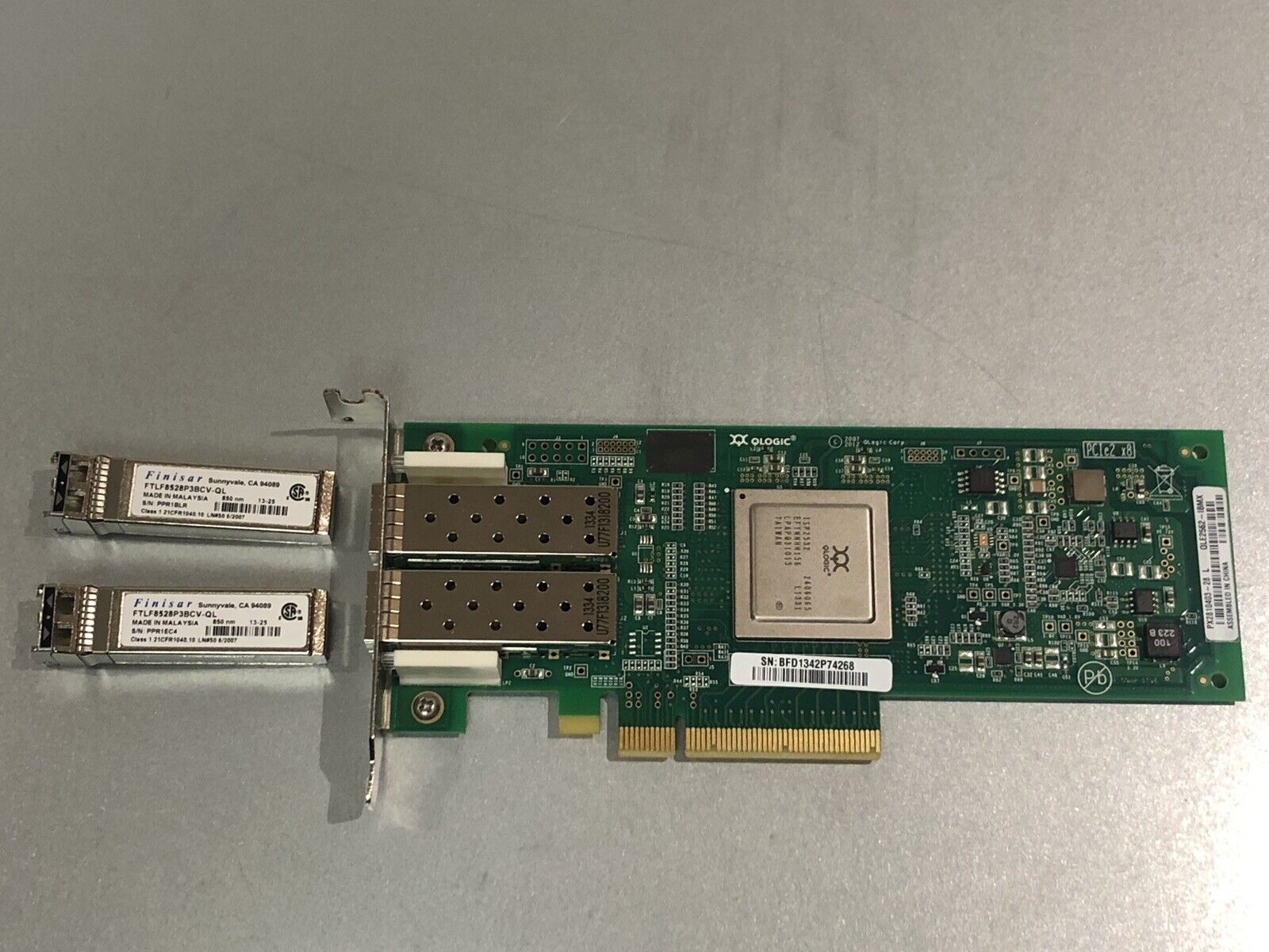 IBM 8Gb 42D0512 FC Dual Port HBA QLE2562 Low profile bracket LP 2x SFP 8G Transceivers.