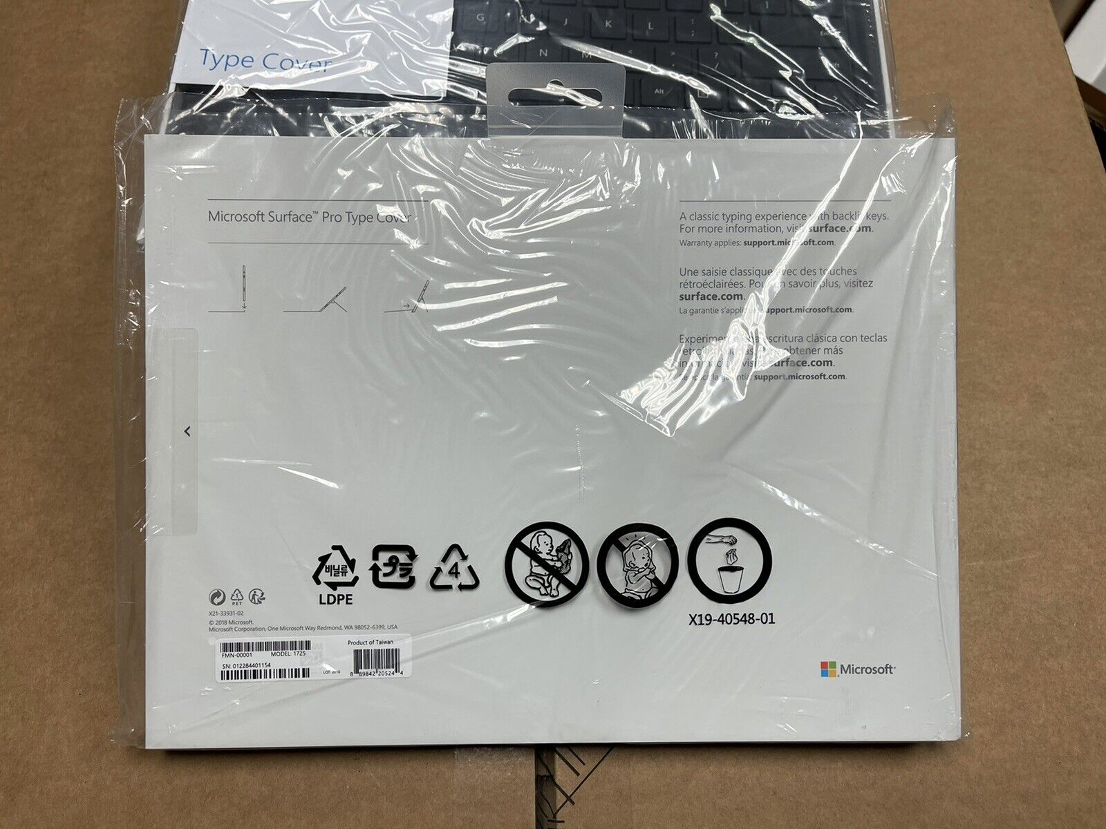 New Sealed Microsoft Surface Pro 4 5 6 7 7+ Type Cover Keyboard Black