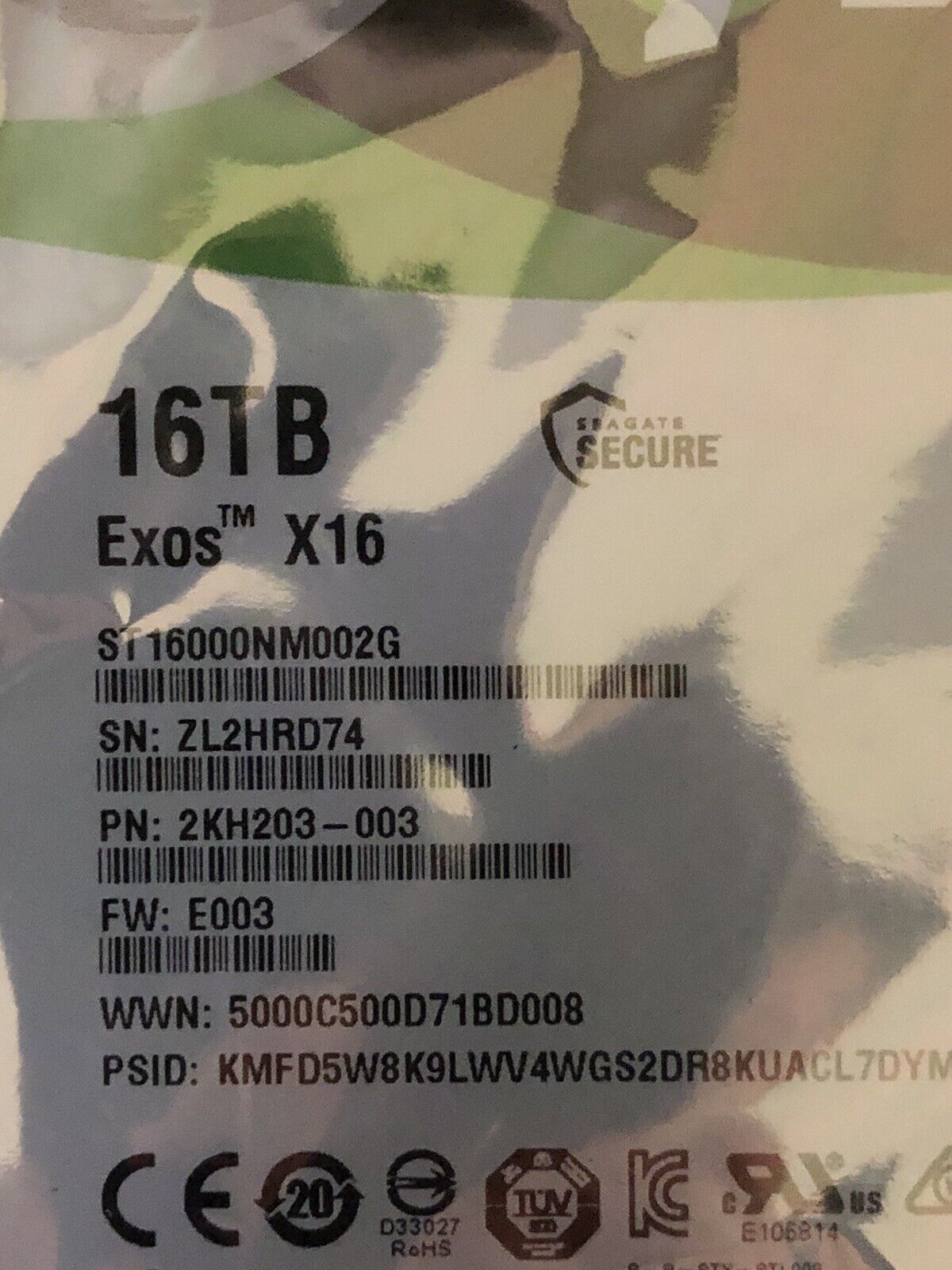 Seagate Exos X16 2KH203-003 16TB SAS 12Gb/s 7.2K rpm 3.5" LFF HDD Hard Disk Drive