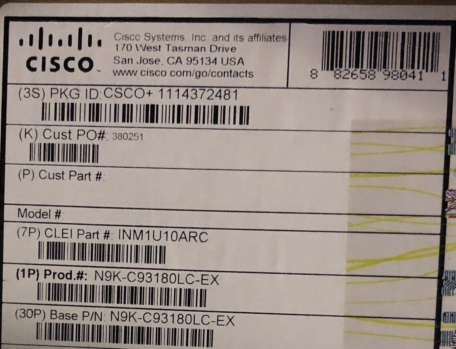 Cisco N9K-C93180LC-EX up to 32x 40/50GbE QSFP+ or 18x 100GbE QSFP28 PE AF AC PSU.