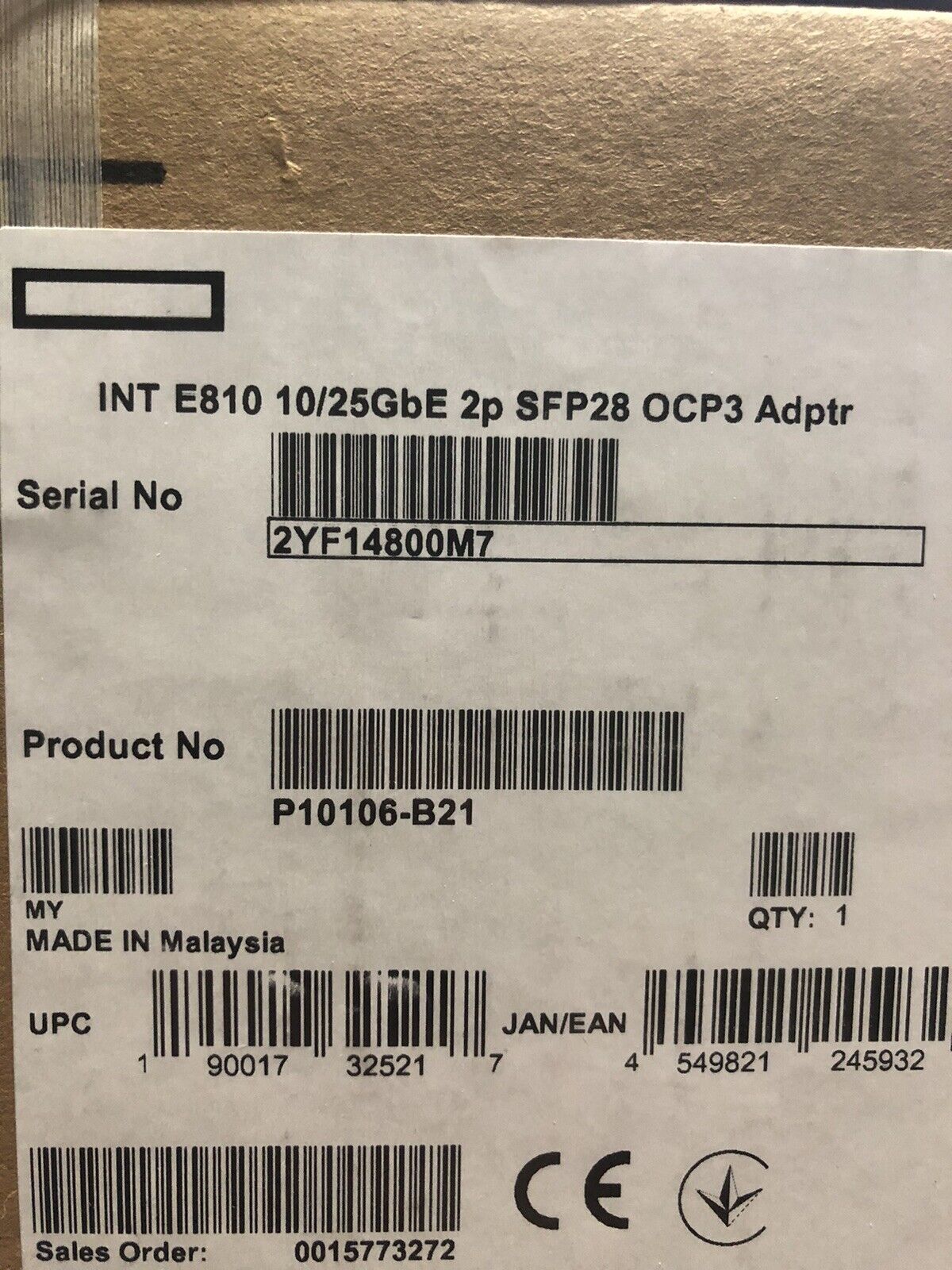 HPE P10106-B21 25GbE 10GbE 2P SFP28 Intel E810 OCP3 Network Adapter NIC 2 Port 10G 25G 25GE Ethernet 2 Port 10GE 10/25GB.