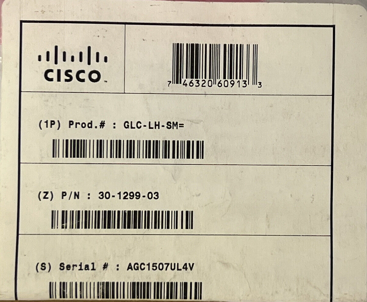 Cisco GLC-LH-SM SFP Transceiver Module 1GE 1000BASE-LX/LH SMF MMF.