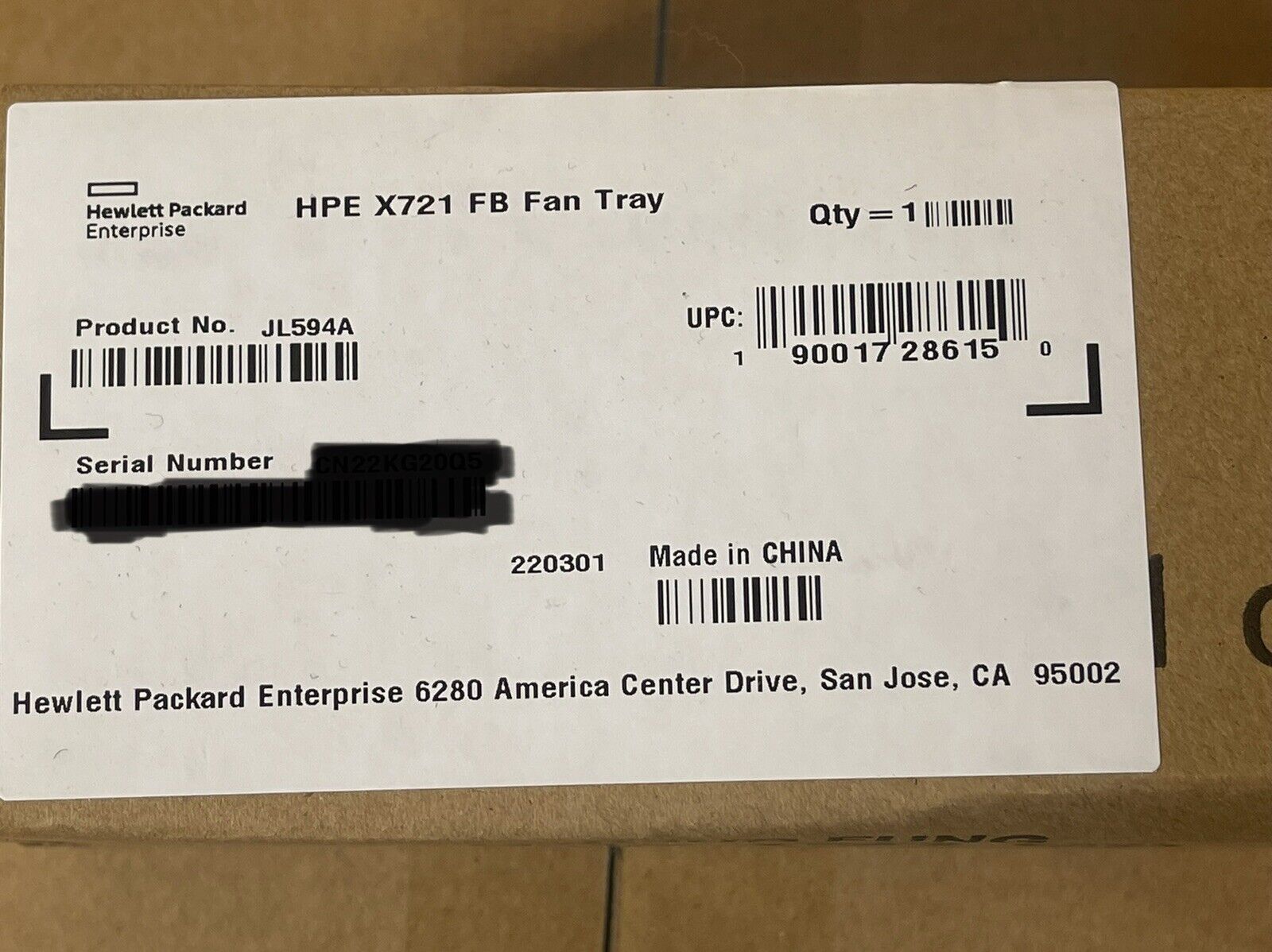 New Factory Sealed HPE JL594A X721 Front to Back FB Fan Tray Kit JL594A FlexFabric 5710.