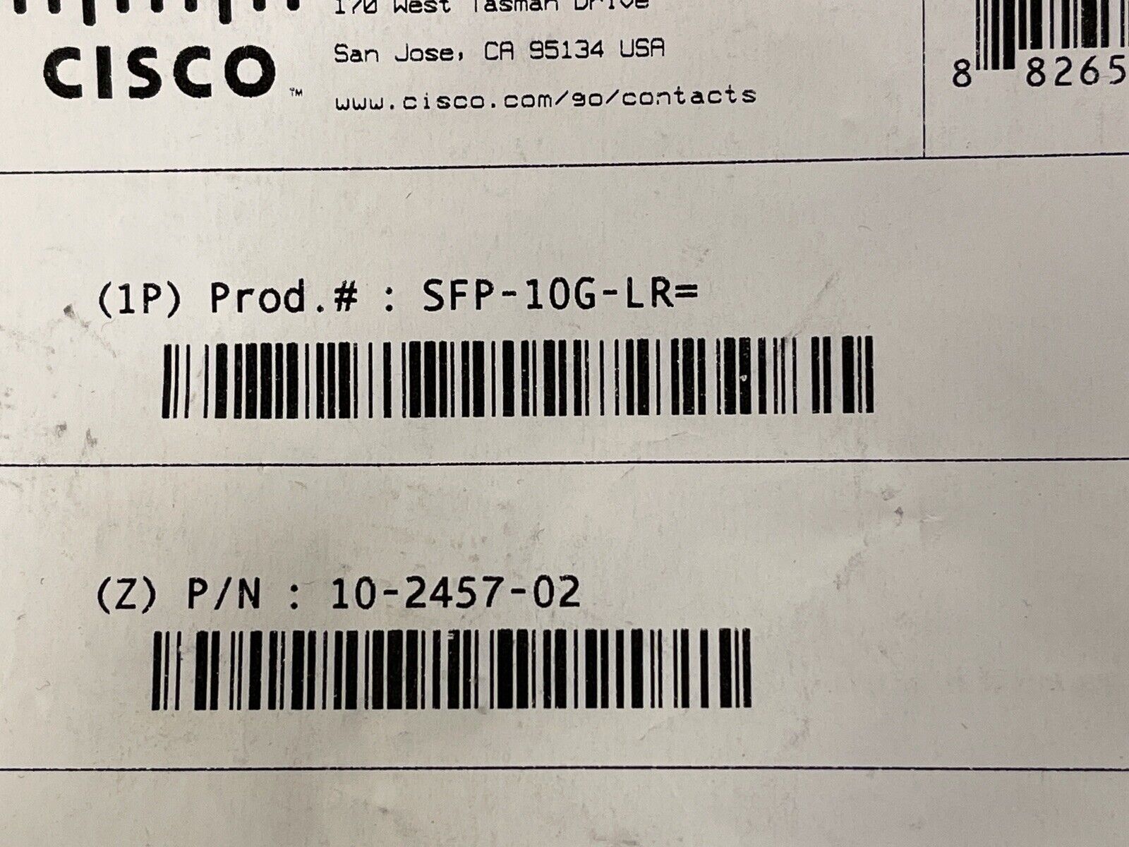Cisco SFP-10G-LR SFP+ Transceiver Module LC-LC SMF 10-2457-02 10GE V02.