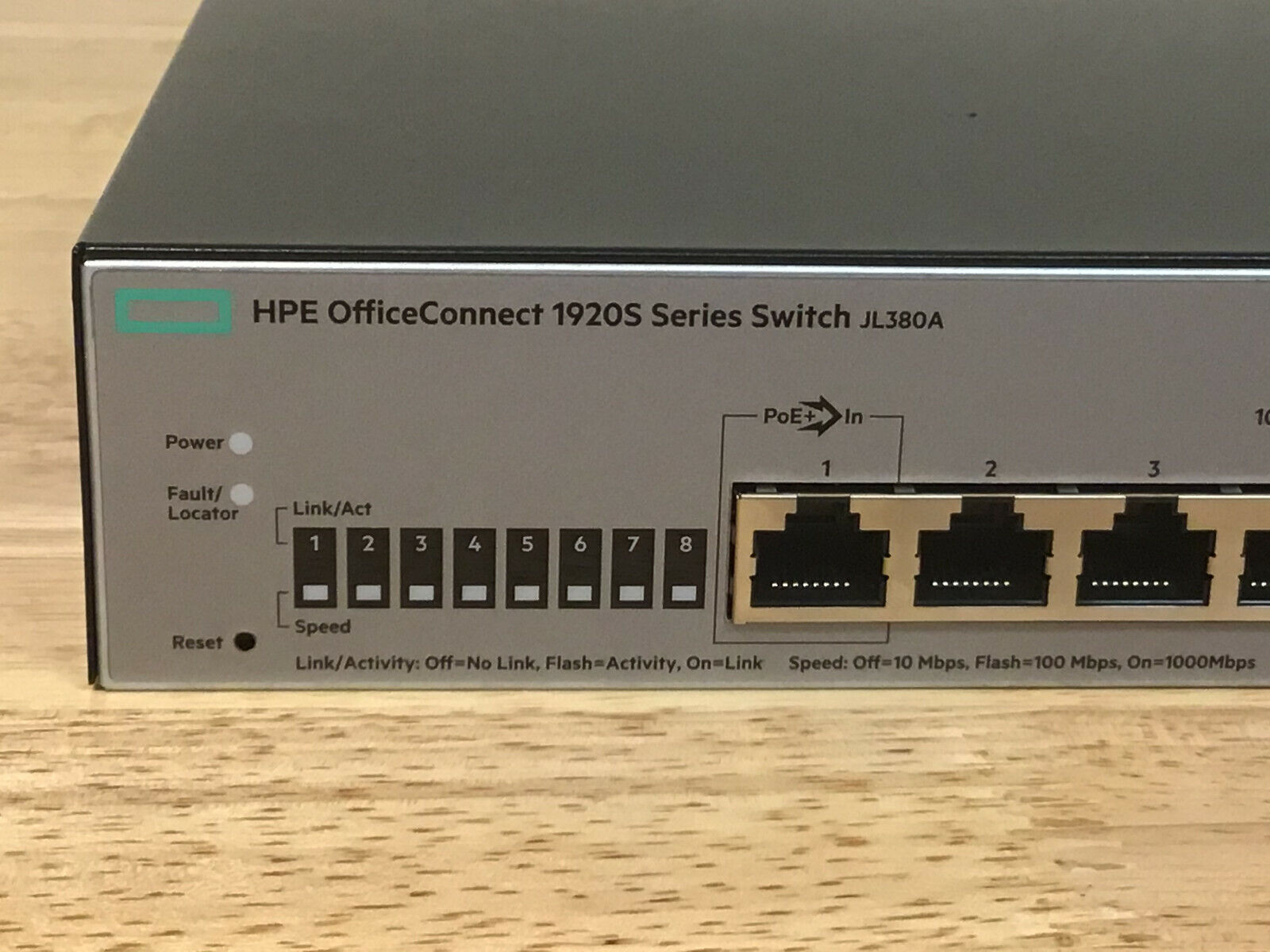 HPE JL380A OfficeConnect 8 Port Gigabit Ethernet Switch 8x RJ-45 PoE Input.