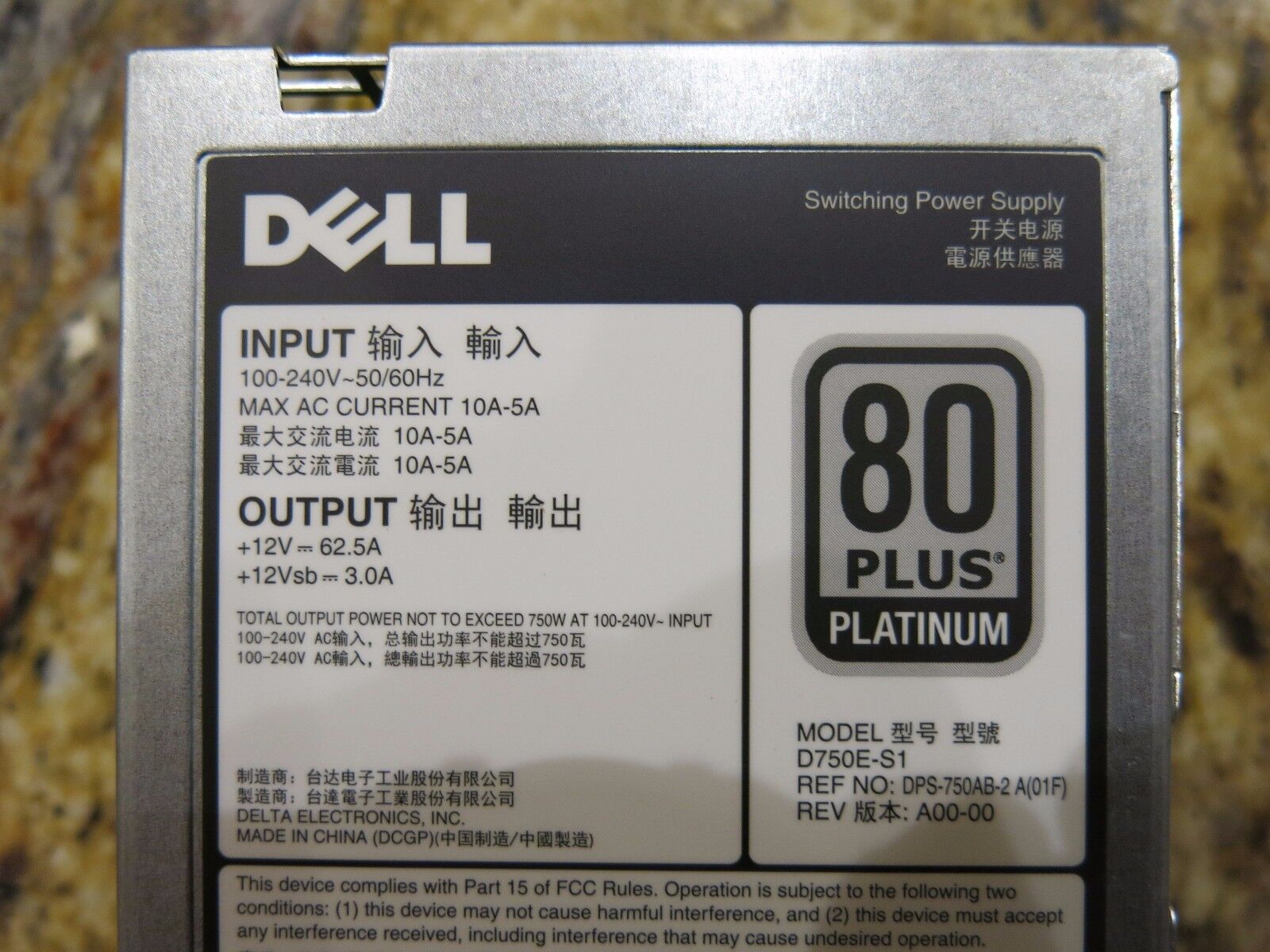 Dell 750W Platinum PSU W0CTF T320 T420 R520 R620 T620 R720 R720xd R820 R920 QTY.