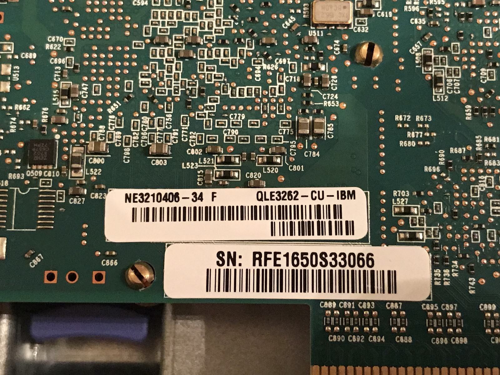 IBM Lenovo 90Y4605 QLogic 8200 CNA VFA 10GbE PCI-E Dual Port NIC+2x SFP+ SR LP+FH 10Gb.