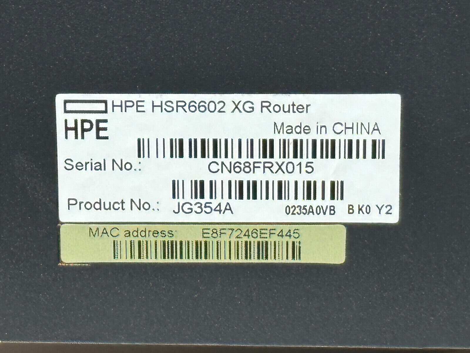 HPE JG354A FlexNetwork HSR6602-XG Router FIP-20 4x 1GbE RJ45 SFP 2x 10GbE 2x 300W PSU.