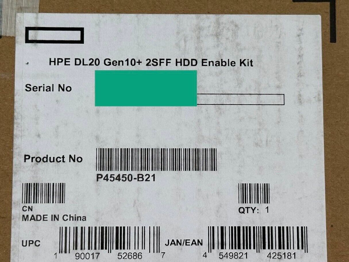 HPE P45450-B21 ProLiant DL20 Gen10+ 2SFF HDD Enable Kit - Cage+Backplane+Power Cable.