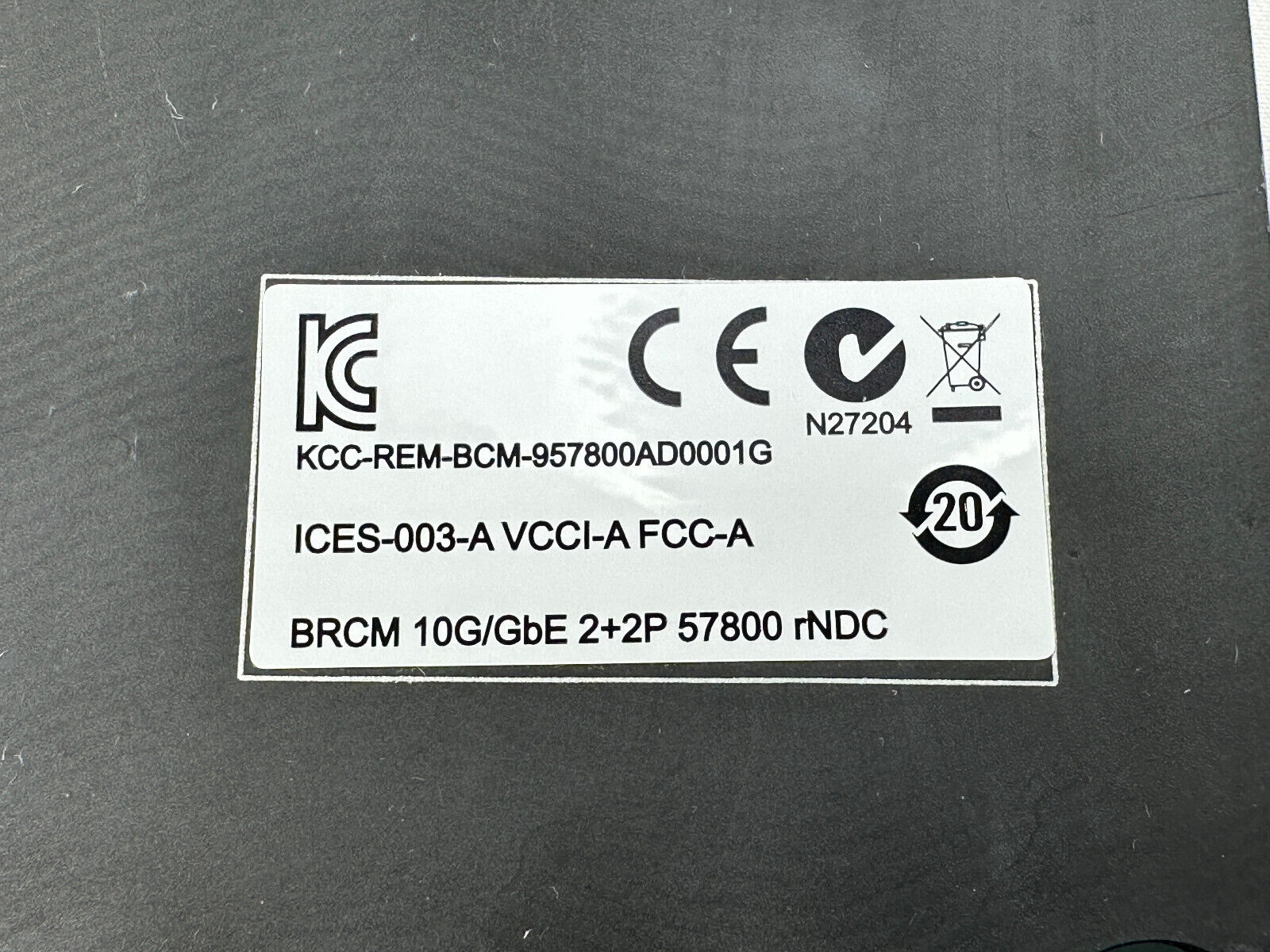 Dell Broadcom 57800S 4P 2x 10GbE SFP 2x 1GbE RJ-45 rNDC Network Daughter Card.