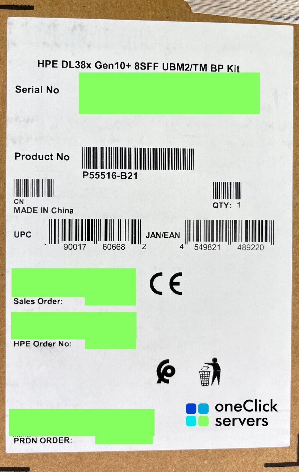 HPE ProLiant DL38x Gen10 Plus 8SFF SAS/SATA UBM2/TM BP Tri-Mode Backplane Kit.