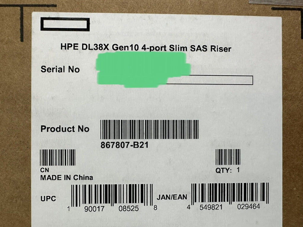 HPE DL38X DL380 DL385 Gen10 4-port 8 NVMe Primary SlimSAS Riser Kit 8x