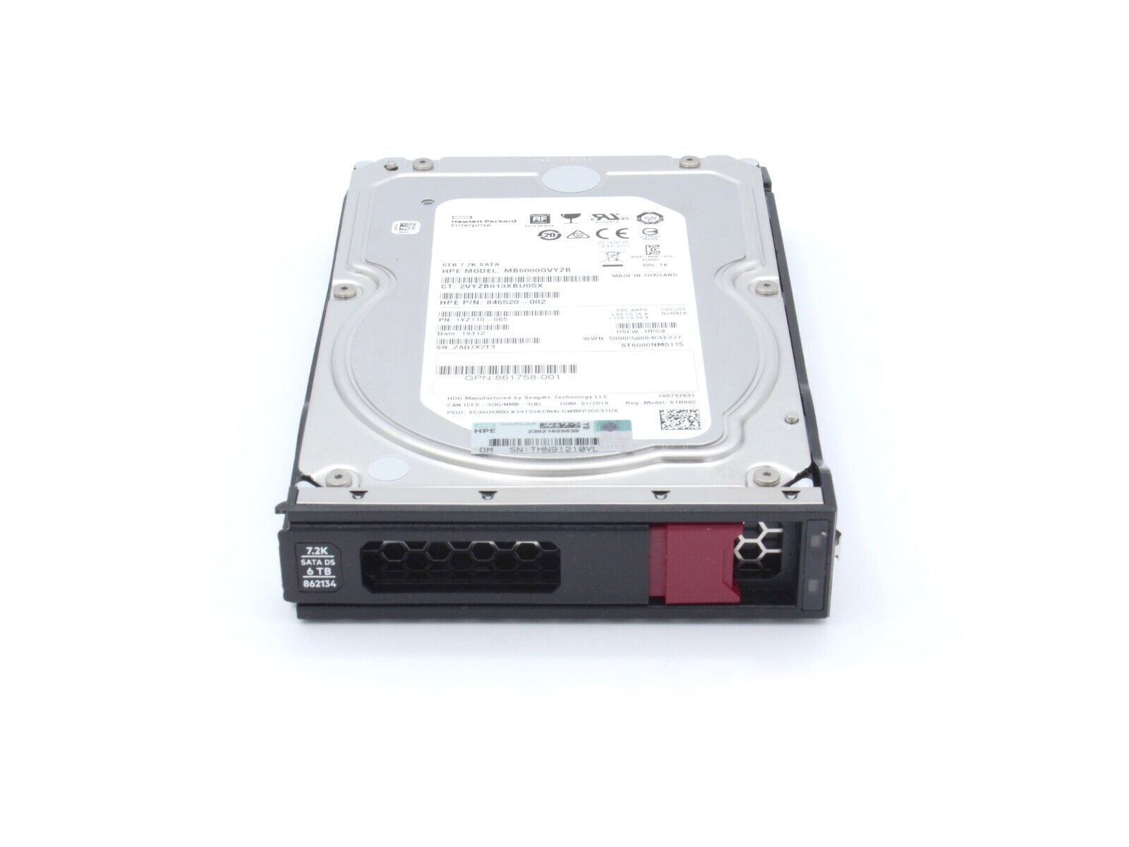 HPE 862134-001 6TB SAS 6Gb/s 7.2K rpm 3.5" LFF SC 512e HDD Hard Disk Drive