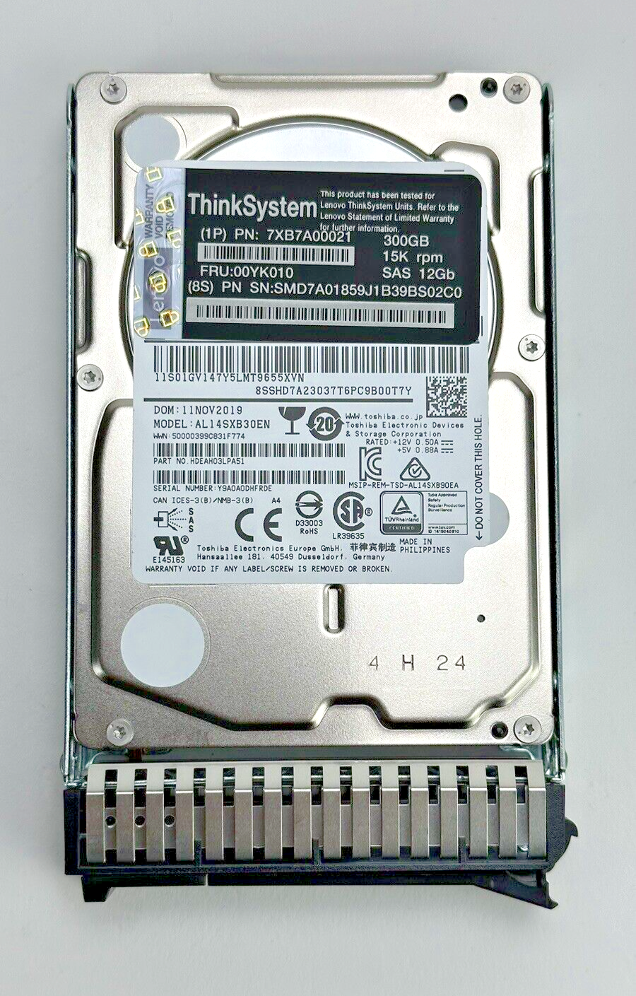 Lenovo 300GB 15K SAS 12G 512N 2.5" SFF ThinkSystem HDD 00YK010 12Gb/s Failing