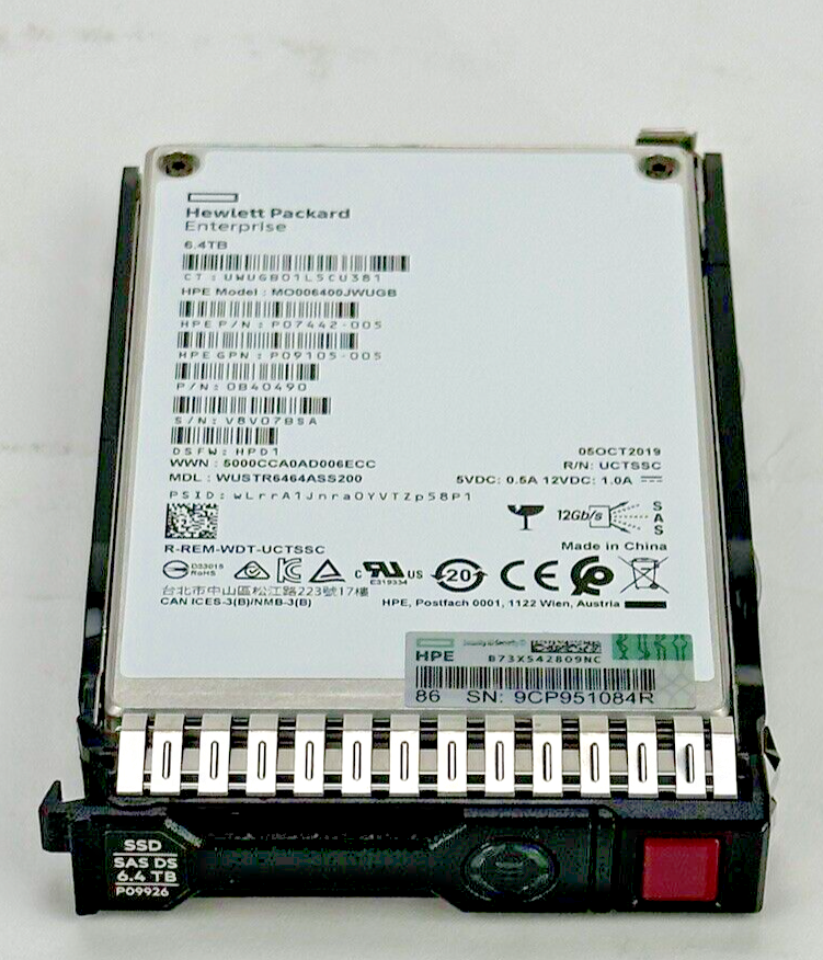 HPE 6.4TB 12G SAS MU SFF 2.5 SC SSD HP 35TBW 3DWPD Mixed Use Solid State