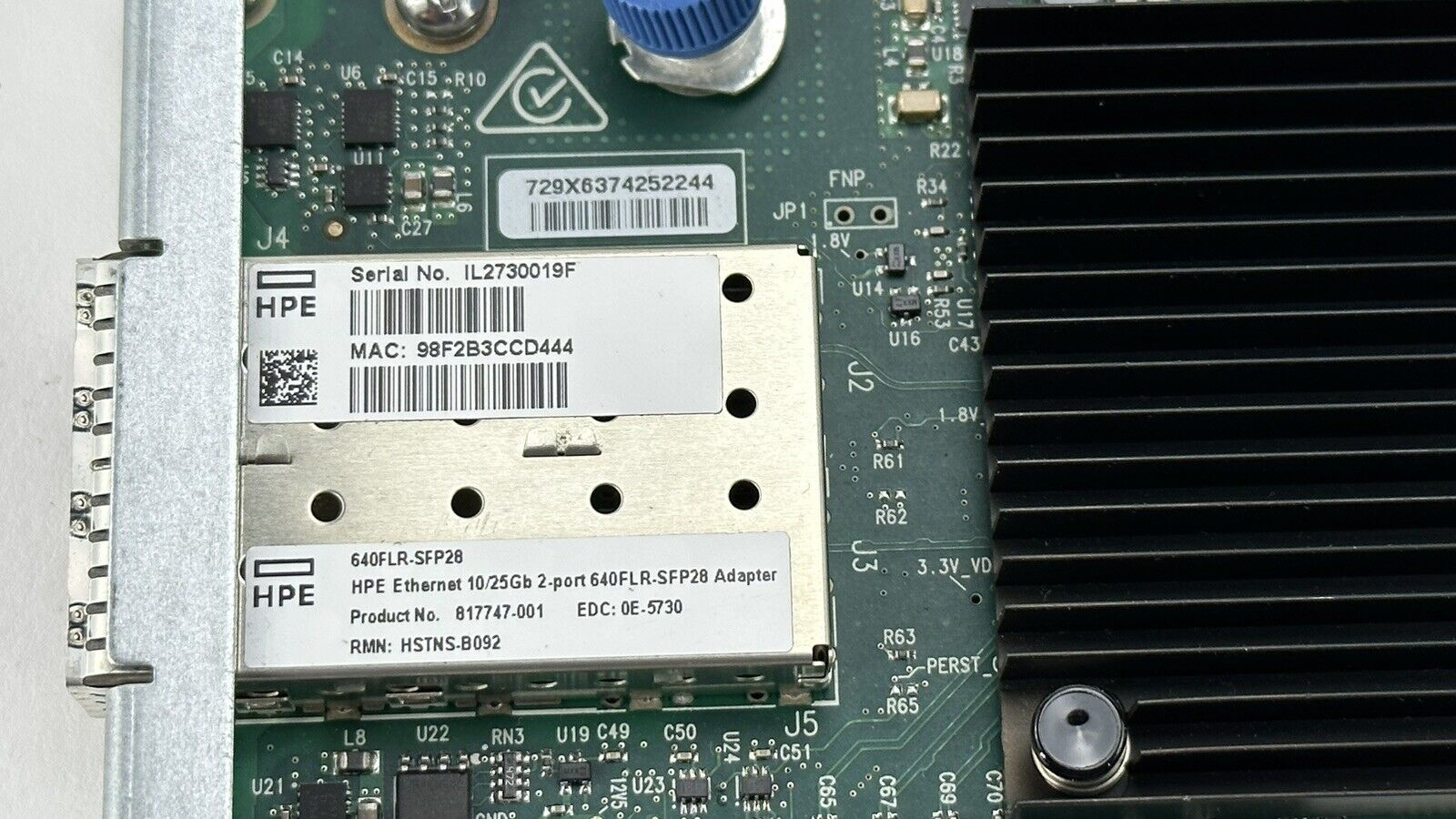 HPE 640FLR-SFP28 Ethernet 10/25Gb 2-port SFP FLR NIC Adapter G8 G9 Gen10